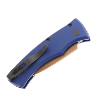 Pro-Tech Knives Duke 2 Automatic Knife Dark Navy Blue Aluminum Handle Tan Magnacut Blade DUKE2103-LTD HERITAGE