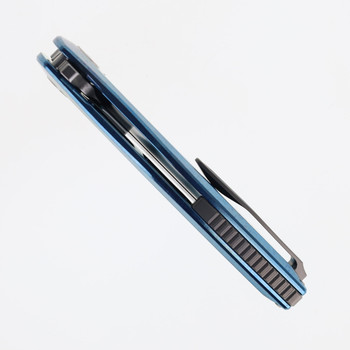 Yangge Folding Knife Blue Titanium Handle M390 Plain Edge YG004-BLUE