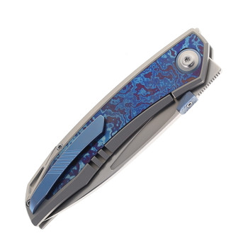 Venom Montesa Folding Knife M390 Plain Edge Blade Timascus Zirconium Handle