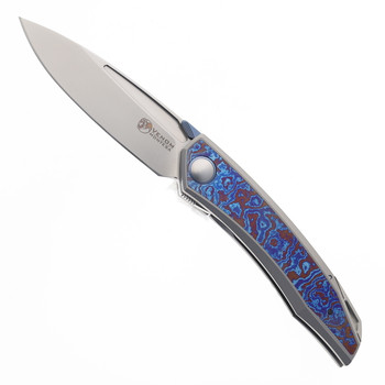 Venom Montesa Folding Knife M390 Plain Edge Blade Timascus Zirconium Handle