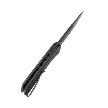 Kubey Thalia Folding Knife Black G10 Handle 14C28N Drop Point Plain Edge Blackwash Finish KU331S