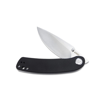 Kubey Momentum Folding Knife Black G10 Handle D2 Drop Point Plain Edge Beadblast Finish KU344A