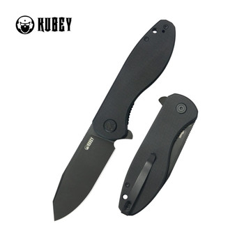 Kubey Master Chief Folding Knife Black G10 Handle 14C28N Reverse Tanto Plain Edge Blackwash Finish KU358N