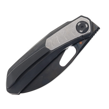 Poikilo VK Crab S3 Folding Knife Black Titanium Handle M398 Drop Point Plain Edge Black DLC Finish VK-CRAB S3