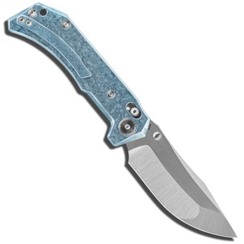 Miguron Knives Artep Folding Knife Blue Crystal Titanium Handle Satin Vanax Blade MGR629ABJBU