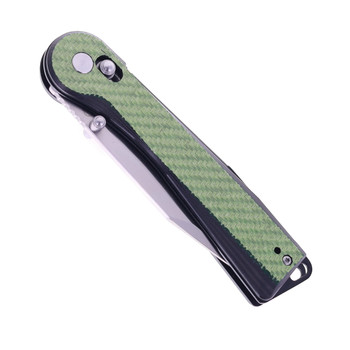 Rapax Trek Folding Knife Green Carbon Fiber Handle VG-10 Plain Edge Satin Finish MK004-1CFGN