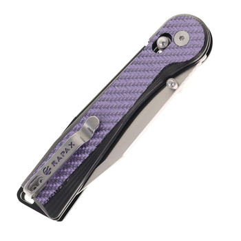 Rapax Trek Folding Knife Purple Carbon Fiber Handle VG-10 Plain Edge Satin Finish MK004-1CFPL
