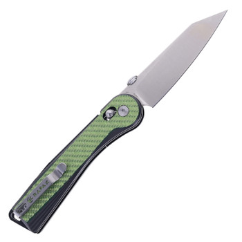 Rapax Slick Folding Knife Green Carbon Fiber Handle VG-10 Plain Edge Satin Finish MK004-2CFGN
