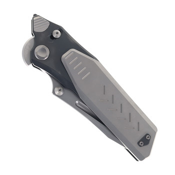Poikilo Folding Knife Pearlescent Gray/Black Stonewash Titanium Handle M398 Blade TAS-CYBERKUZA-S1-A (No Holes)