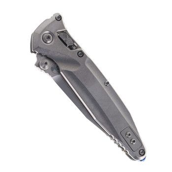 Microtech Socom Delta Ram-Lok Marfione Select Folding Knife M390MK Spear Point Stonewash Blade Titanium Handle Blue Accents 159RL-10SMS3