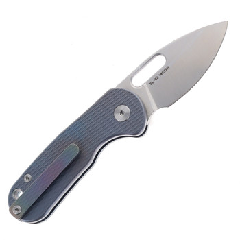 SixLeaf Mini Folding Knife Blue Titanium Handle 14C28N Plain Edge SL-92-Blue