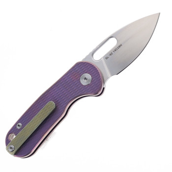 SixLeaf Mini Folding Knife Purple Titanium Handle 14C28N Plain Edge SL-92-Purple