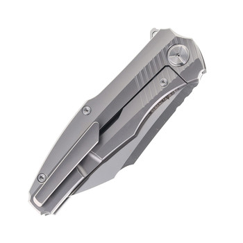 TwoSun Knives Folding Knife Titanium Handle Satin Reverse Tanto D2 Blade TS50-Satin