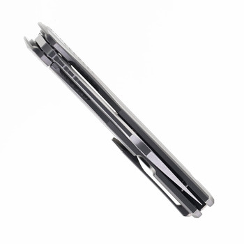 TwoSun Knives Folding Knife Titanium Handle Stonewashed Reverse Tanto D2 Blade TS50-Stonewash