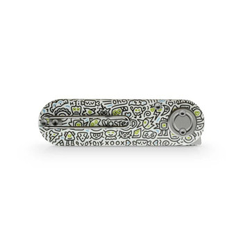 Vosteed Corgi Folding Knife White Doodle Monster G10 Handle 14C28N Drop Point Plain Edge Satin Finish A3727