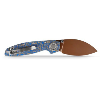 Vosteed Folding Knife Blue Ocean Micarta Handle 154CM Shilin Cutter Plain Edge Copper Dune Finish A2811