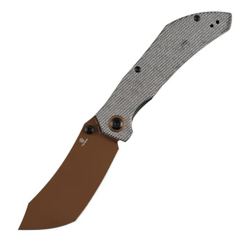 Tenable Tipper Folding Knife Black Micarta Handle Nitro-V Cleaver Plain Edge Rose Gold Finish B1079A1