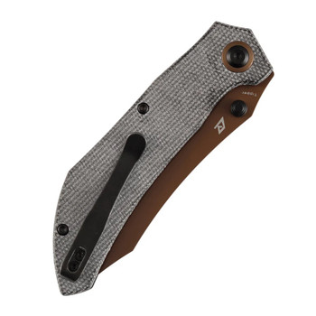 Tenable Tipper Folding Knife Black Micarta Handle Nitro-V Cleaver Plain Edge Rose Gold Finish B1079A1