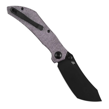 Tenable Tipper Folding Knife Purple Micarta Handle Nitro-V Cleaver Plain Edge Blackwash Finish B1079A2