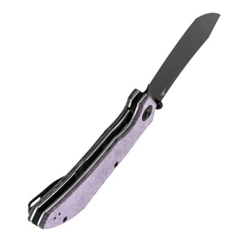 Tenable Tipper Folding Knife Purple Micarta Handle Nitro-V Cleaver Plain Edge Blackwash Finish B1079A2