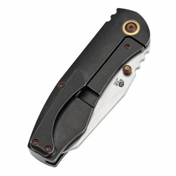 (Wrong Box) Returned Kansept Caveman Folding Knife Blackwash Titanium/Gecko CamoCarbon Handle 20CV Plain Edge Stonewash Finish K1110B1