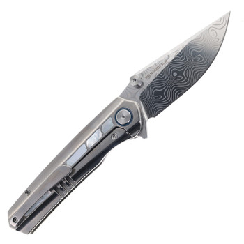 SixLeaf Folding Knife Titanium/Mother of Pearl Handle RWL34/PMC27 Plain Edge SL-95-White-Shell