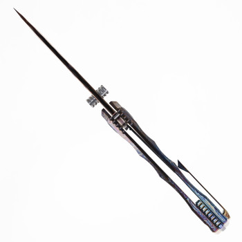 SixLeaf Folding Knife Color Titanium Handle Dragon Scale Pattern Damascus Plain Edge SixLeaf SL-96-4-Dragon