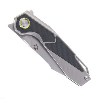 SixLeaf Folding Knife Titanium/Carbon Fiber Handle M390 Plain Edge SL-98-CF