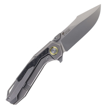 SixLeaf Folding Knife Titanium/Carbon Fiber Handle M390 Plain Edge SL-98-CF