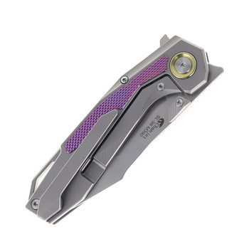 SixLeaf Folding Knife Purple Titanium Handle M390 Plain Edge SL-98-TC4-Purple