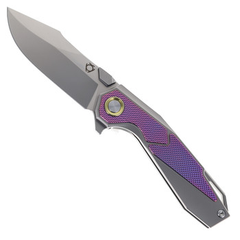 SixLeaf Folding Knife Purple Titanium Handle M390 Plain Edge SL-98-TC4-Purple