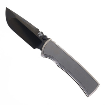 Chaves Redencion 229 Integral Folding Knife Bright Stonewashed Titanium Handle Magnetic Inlay Black DLC Drop Point M390