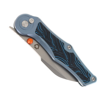 SixLeaf Folding Knife Blue/Black Titanium/G10 Handle 14C28N Plain Edge SL-99-G10