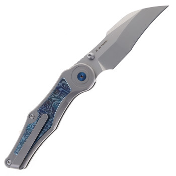 SixLeaf Folding Knife Multi-Blue Titanium Handle 14C28N Plain Edge SL-99-Blue