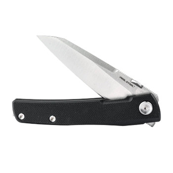 Real Steel Destra Folding Knife Grooved Black G10 Handle Nitro-V Sheepsfoot Plain Edge 7222B
