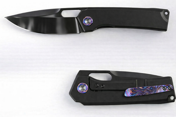 (Pre-Order Arrives in June) Vanguard Breaker Integral Pocket Knife Black DLC Titanium Handle Semi-Mirror DLC Vanax Blade