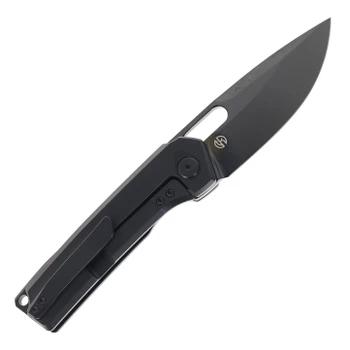 Vanguard Breaker Integral Pocket Knife Black DLC Titanium Handle Semi-Mirror DLC Vanax Blade