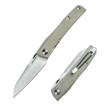 Real Steel Destra Folding Knife Coyote G10 Handle Nitro-V Sheepsfoot Plain Edge 7221C