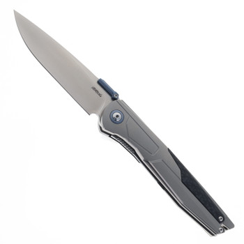 Rike Folding Knife Titanium/Carbon Fiber Handle M390 Drop Point Plain Edge Beadblast Finish 806SGY