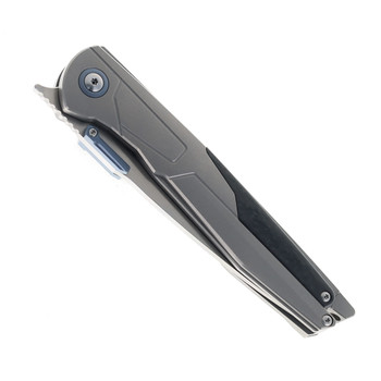 Rike Folding Knife Titanium/Carbon Fiber Handle M390 Drop Point Plain Edge Beadblast Finish 806SGY