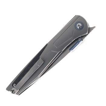 Rike Folding Knife Titanium/Carbon Fiber Handle M390 Drop Point Plain Edge Beadblast Finish 806SGY