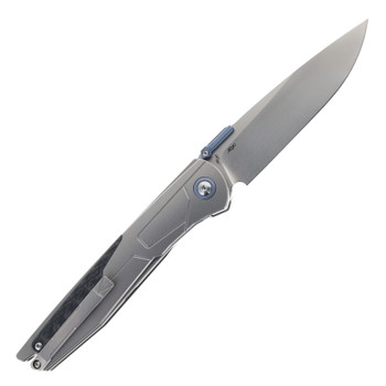 Rike Folding Knife Titanium/Carbon Fiber Handle M390 Drop Point Plain Edge Beadblast Finish 806SGY