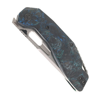 Ketuo Yakuza Folding Knife Teal Green Carbon Fiber Handle 154CM Plain Edge Satin Finish