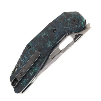 Ketuo Yakuza Folding Knife Teal Green Carbon Fiber Handle 154CM Plain Edge Satin Finish