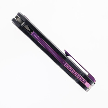 Ketuo Yakuza Folding Knife Purple Carbon Fiber Handle 154CM Plain Edge Satin Finish