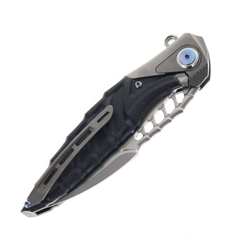Rike Thor7 Foldiing Knife Black G10/Titanium Handle 154CM Drop Point Plain Edge Beadblast Finish