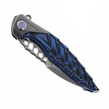 Rike Thor7 Foldiing Knife Blue G10/Titanium Handle 154CM Drop Point Plain Edge Beadblast Finish