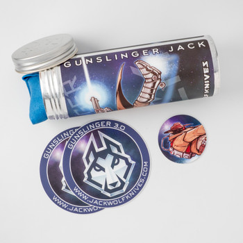 Jack Wolf Gunslinger Jack Folding Knife Titanium Cross Hatch Handle Black DLC S90V Blade Slip Joint Knife