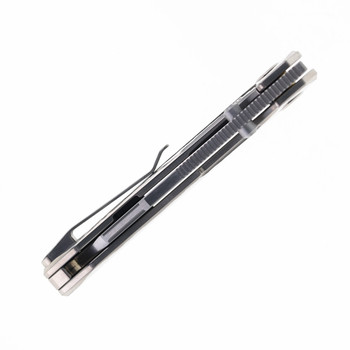 TacKnives Intruder Folding Knife Polished Titanium Handle Belt Satin Magnacut Blade