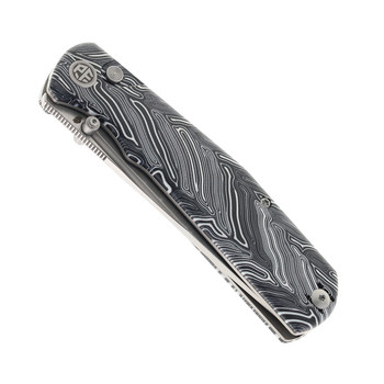 (Open Box) Returned Petrified Fish Lis Folding Knife Button Lock Folding Knife White G-Mascus Handle 10Cr15coMoV Stonewashed Blade PFP14WDMW
